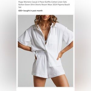 2 Piece cotton  Set- Button Down Shirt with Shorts